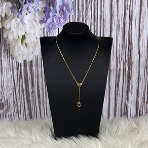 COPY - Pink with white crystals Gold plated necklace